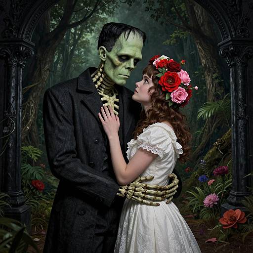 Gothic Embrace Between Beauty and Beast