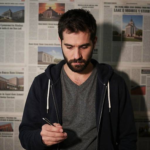 Man with Beard in a Cluttered Space