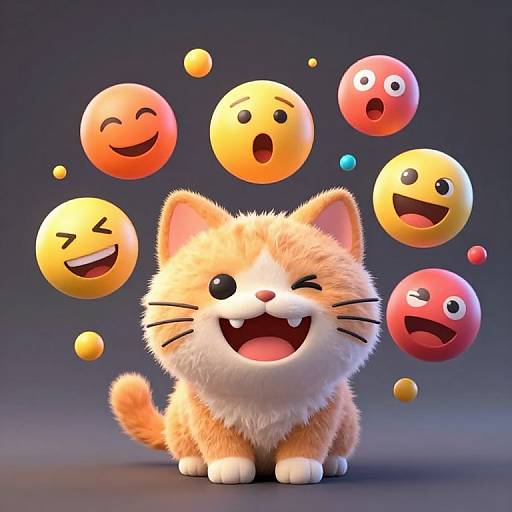 3D RTX Cat with Orbiting Emojis