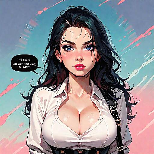 Stylized Cartoon Girl with Glossy Skin