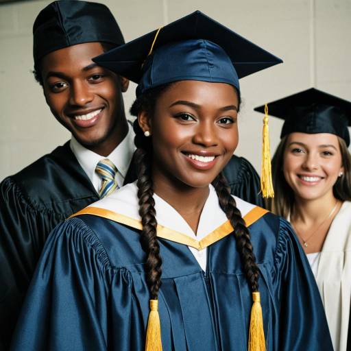 Smiling Graduates in Caps and Gowns
