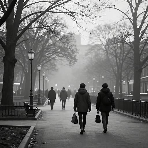 Monochrome Foggy City Park Fashion