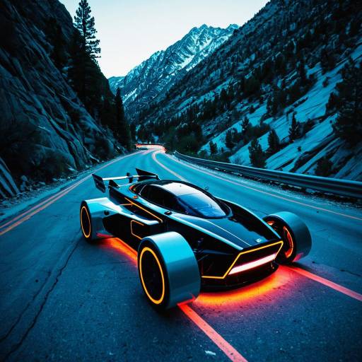 Neon Solar Racer on Mountain Road