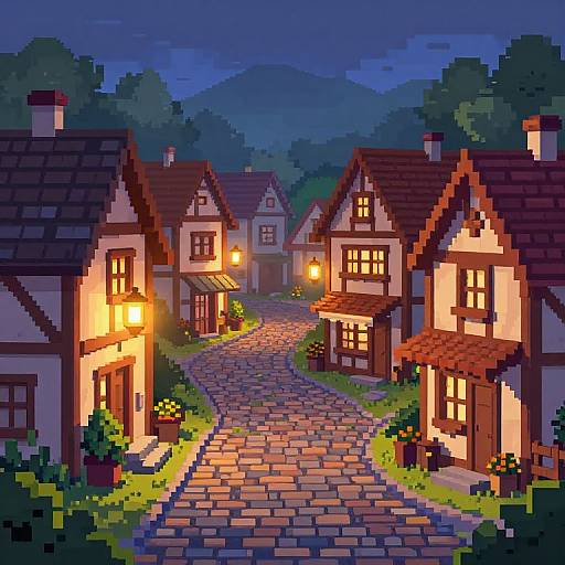 Cozy Pixel Art Village Square