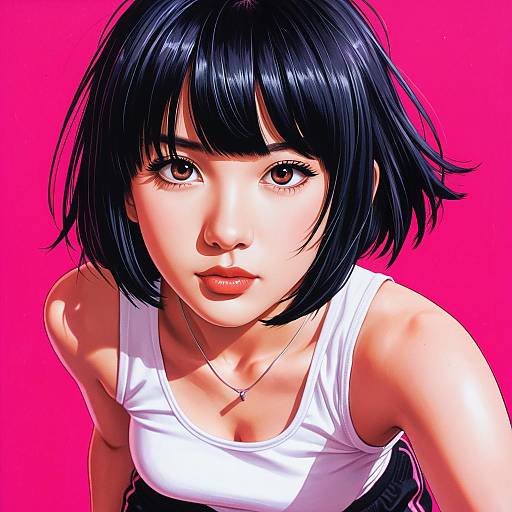 Close-up Anime Girl Pink & Black