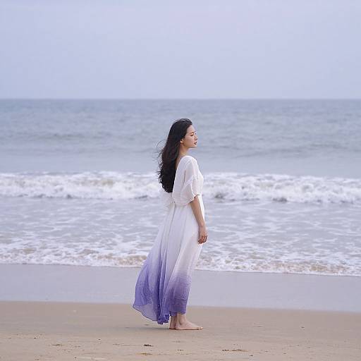 Woman's Serenity by Sea and Sand