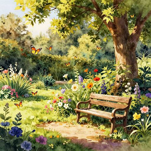 Vibrant Garden Scene at Golden Hour