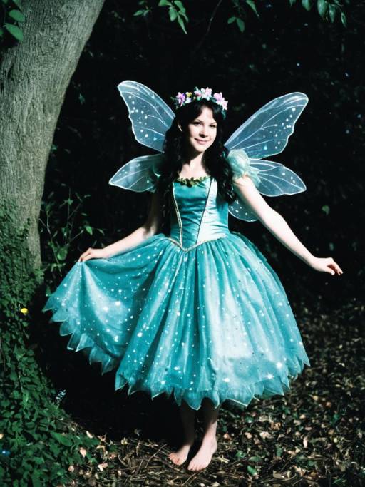 Girl in Enchanted Fairy Costume with Wings