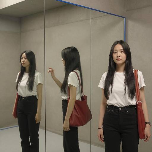 Reflections of a Young Woman in Mirrors