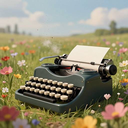 Antique Typewriters in Dreamy Meadow