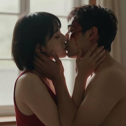 Passionate Kissing Under Warm Light