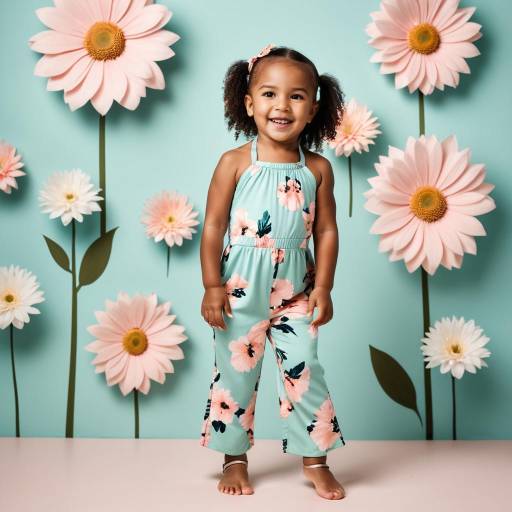 Smiling Toddler Girl in Floral Outfit