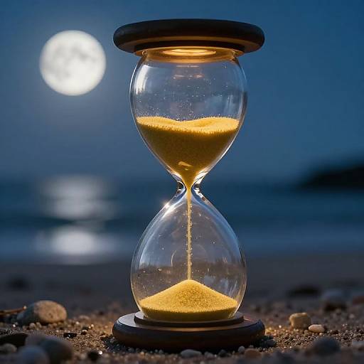 Luminous Hourglass on Moonlit Shores