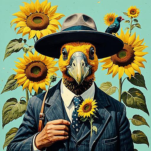 Detective Dodo with Sunflowers