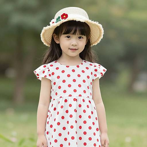 Young Girl in Polka Dot Dress