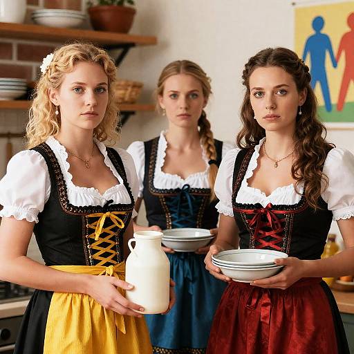 Traditional German Dirndl Kitchen Portrait