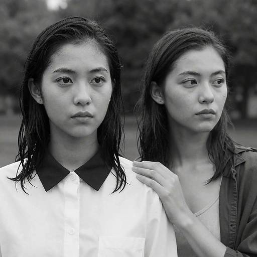 Intimate Black-and-White Portrait of Women