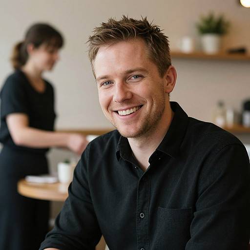 Warm Smile in Cozy Café