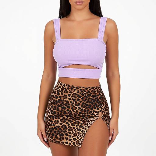 Contemporary Streetwear with Lilac Crop Top