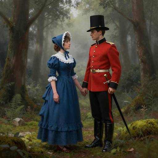 Victorian Couple in Misty Moss Forest