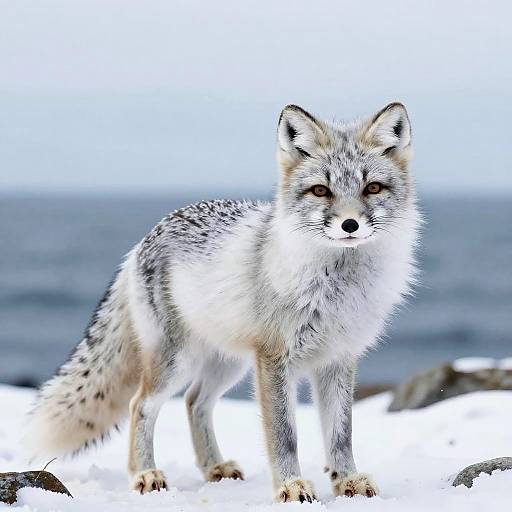 Realistic Arctic Fox on Snowy Bluff