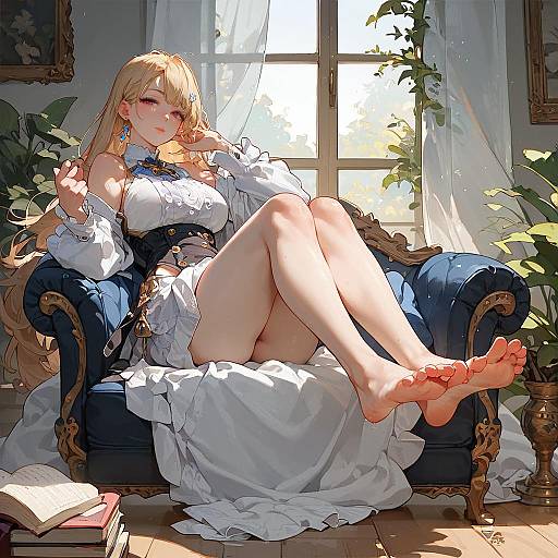 Anime Girl Barefoot Solo Portrait