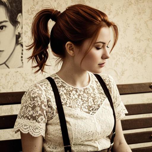 Woman in Vintage Lace Top with Suspenders