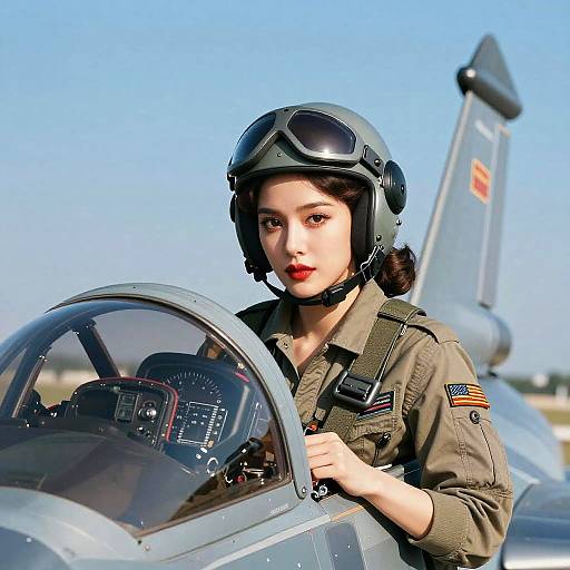Female Fighter Jet Pilot in Cockpit