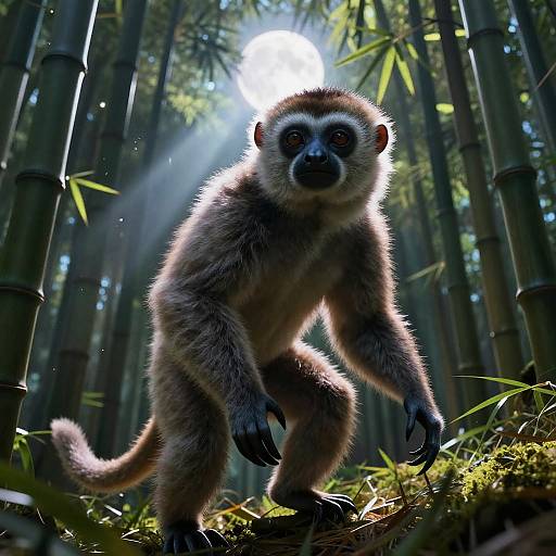 Mystical Female Slow Loris in Bamboo Forest