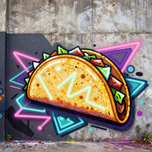 Cyberpunk Futuristic Taco Graffiti