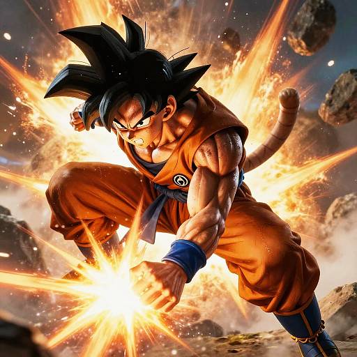 Realistic Goku Mid-Air Energy Battle