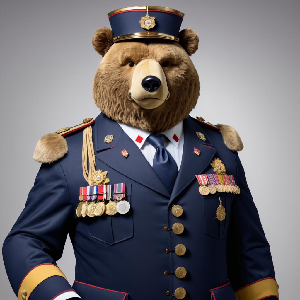 Bear Politician in Military Regalia