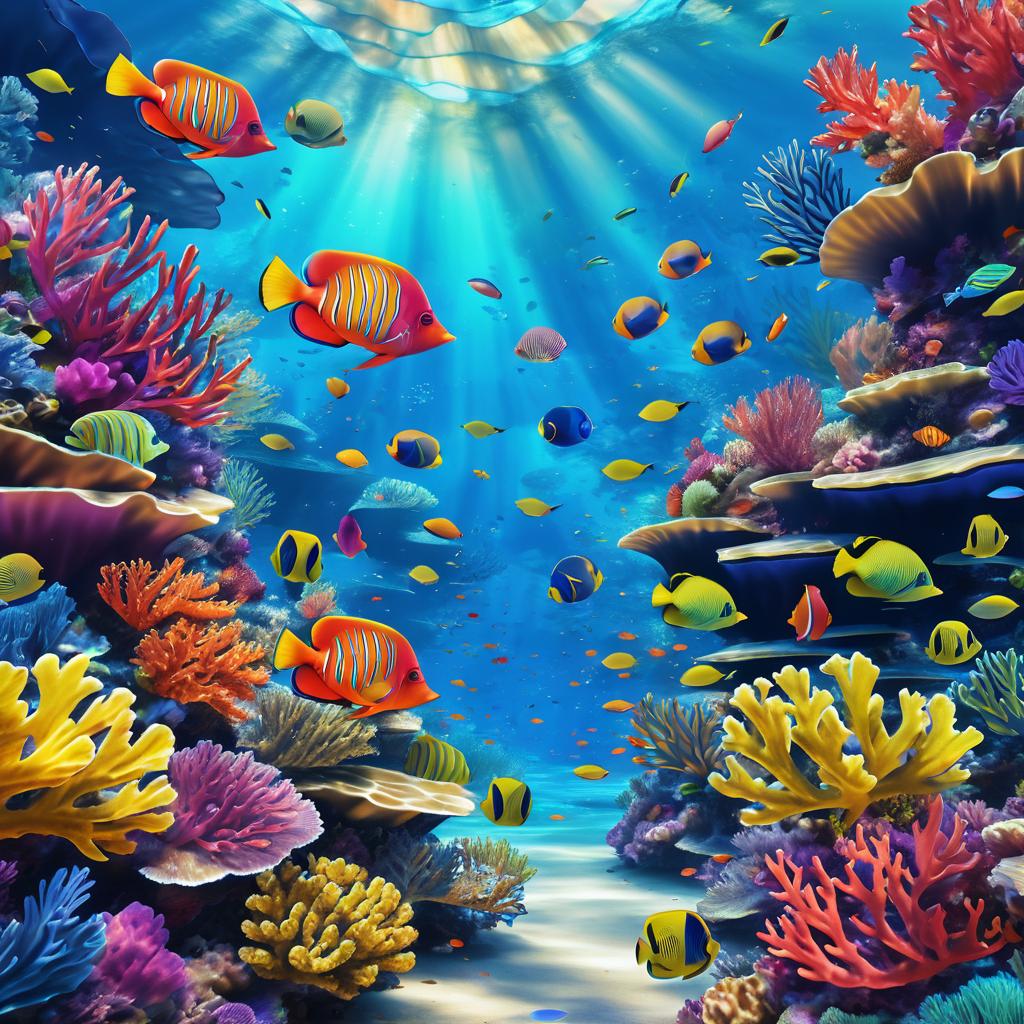 Vibrant Coral Reef Exploration Underwater Art