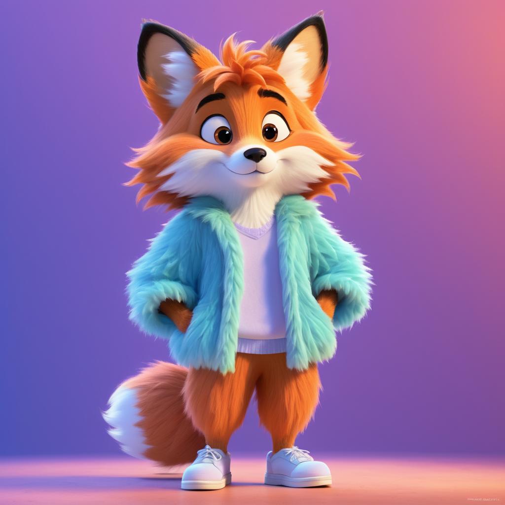 Charming Pixar-style Fox Humanization Scene