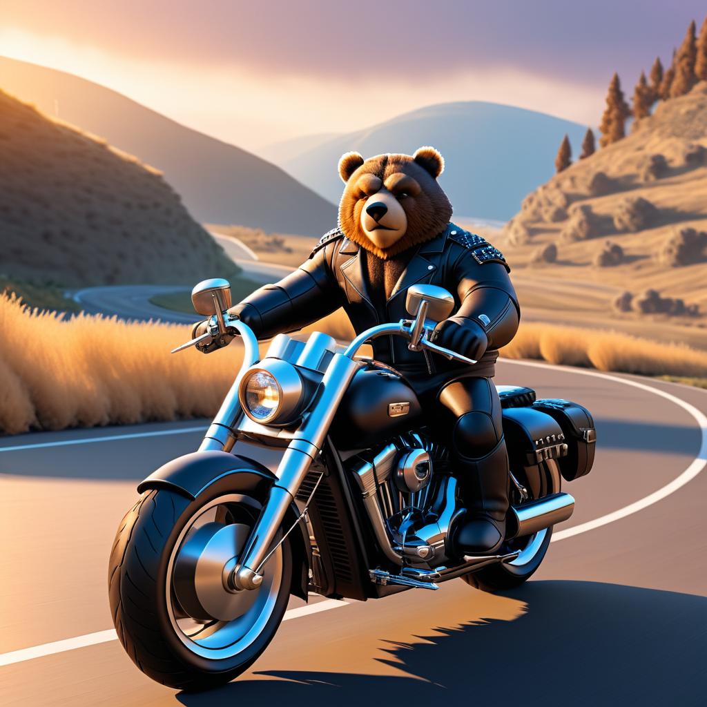 Epic Biker Bear on Harley-Davidson