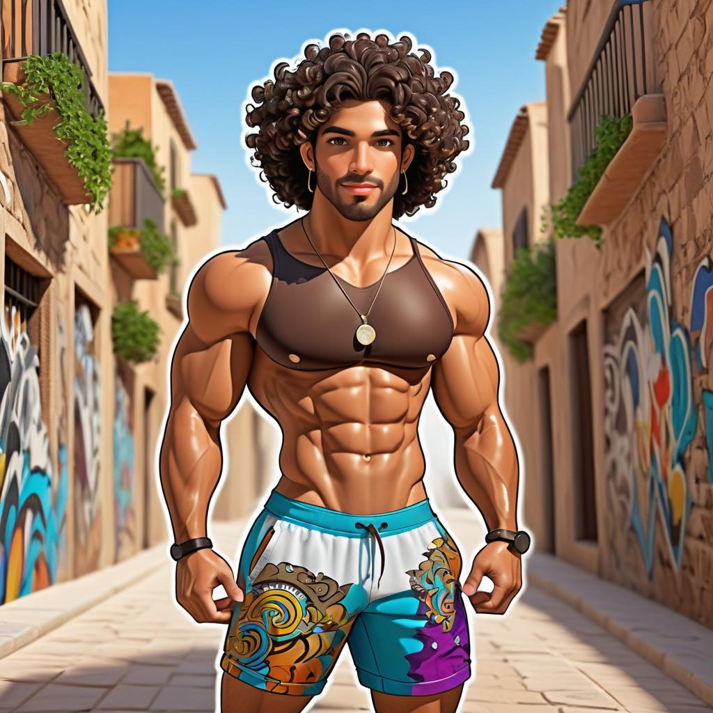 Cartoon Mediterranean Male Inspired by Graffiti