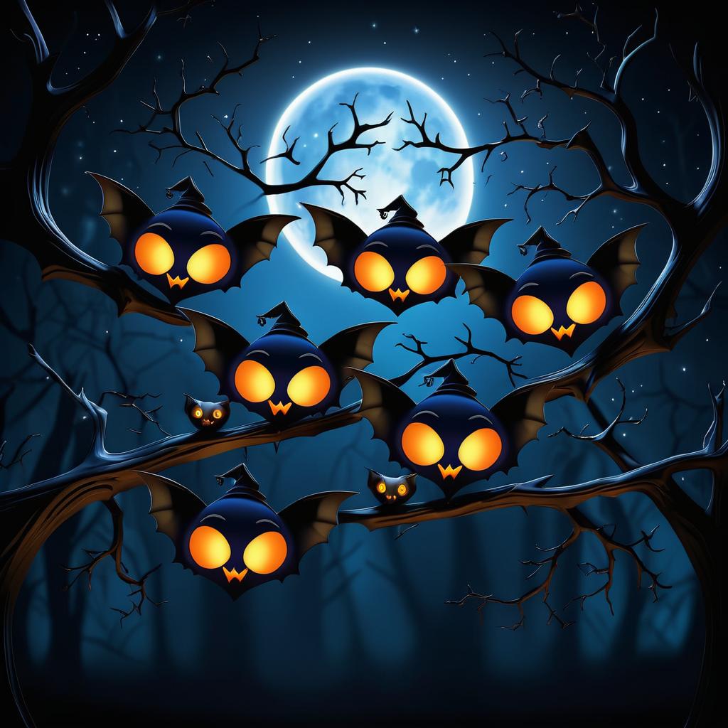 Spooky Bats on a Halloween Tree