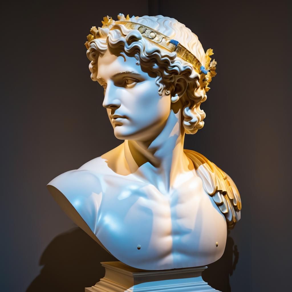 Celestial Apollo Bust in Klimt Style