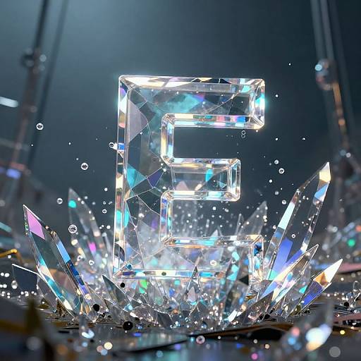 Photograph of a glowing, crystal-clear letter 