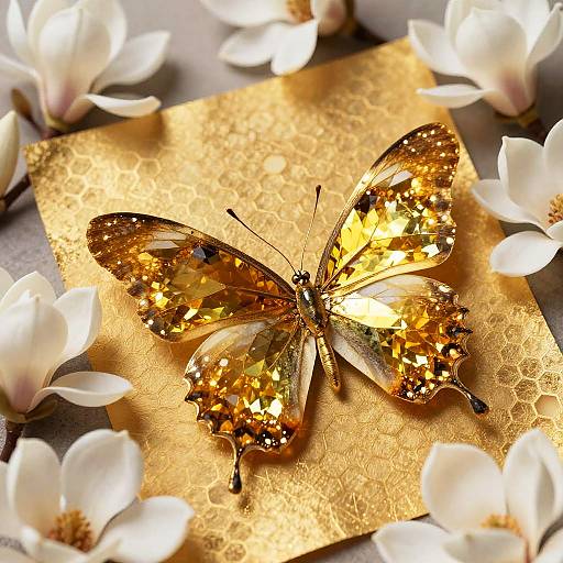 Golden Topaz Butterfly on Vellum