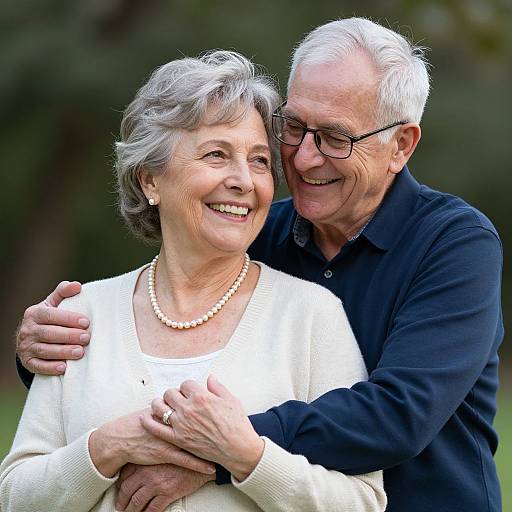 Warm Embrace of Senior Couple Outdoors