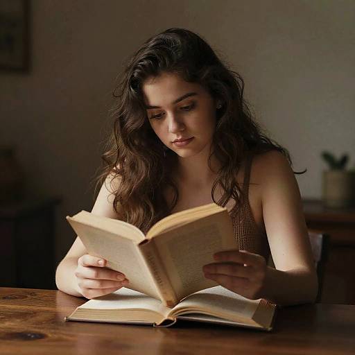 Realistic Portrait of Girl Reading
