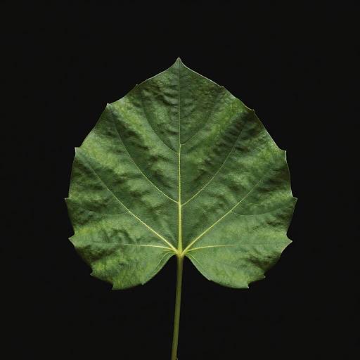 Minimal Green Leaf on Black Background