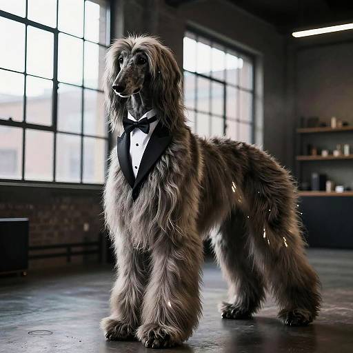 Elegant Afghan Hound in Urban Loft