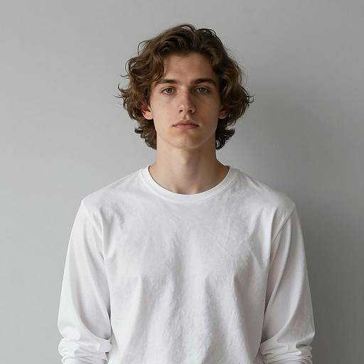 Young Man in White Long-Sleeve Shirt