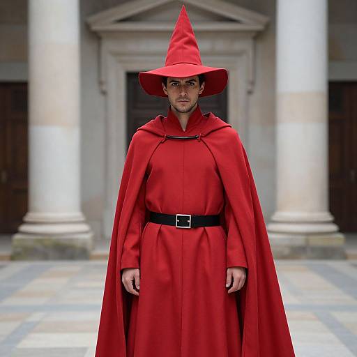 Red Wizard Costume with Cloak and Hat