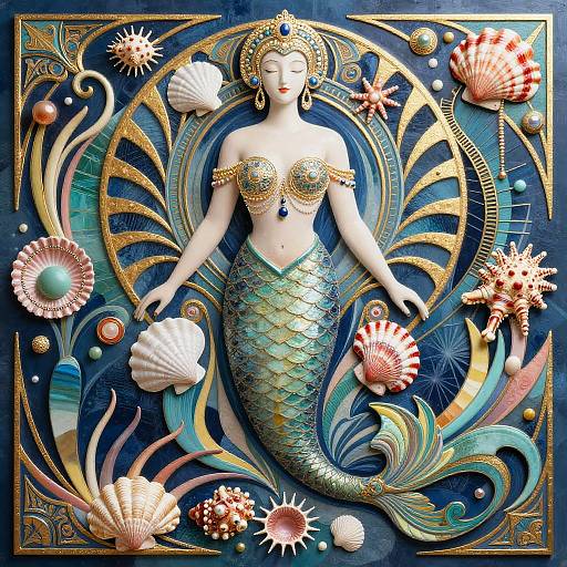 Abstract Art Deco Mermaid Design