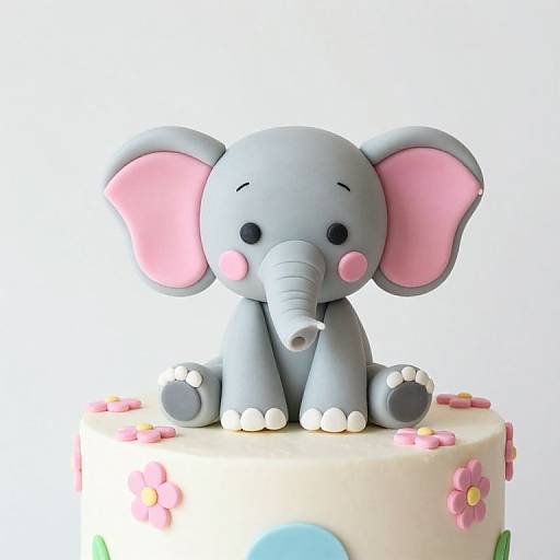 Cute Cartoon Baby Elephant Cake Topper