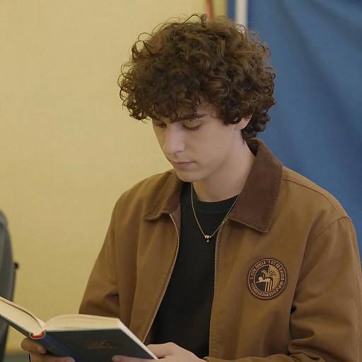 Focused Young Man in Brown Jacket