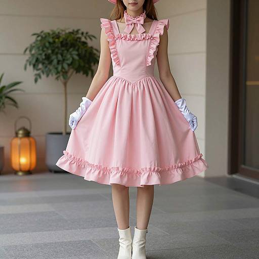 Young Woman in Pink Lady Costume